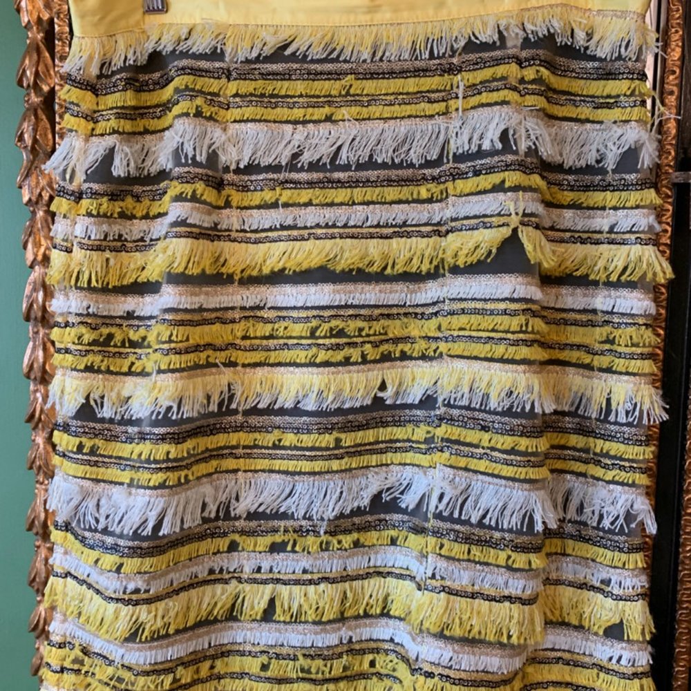 Fringed yellow white and brown skirt